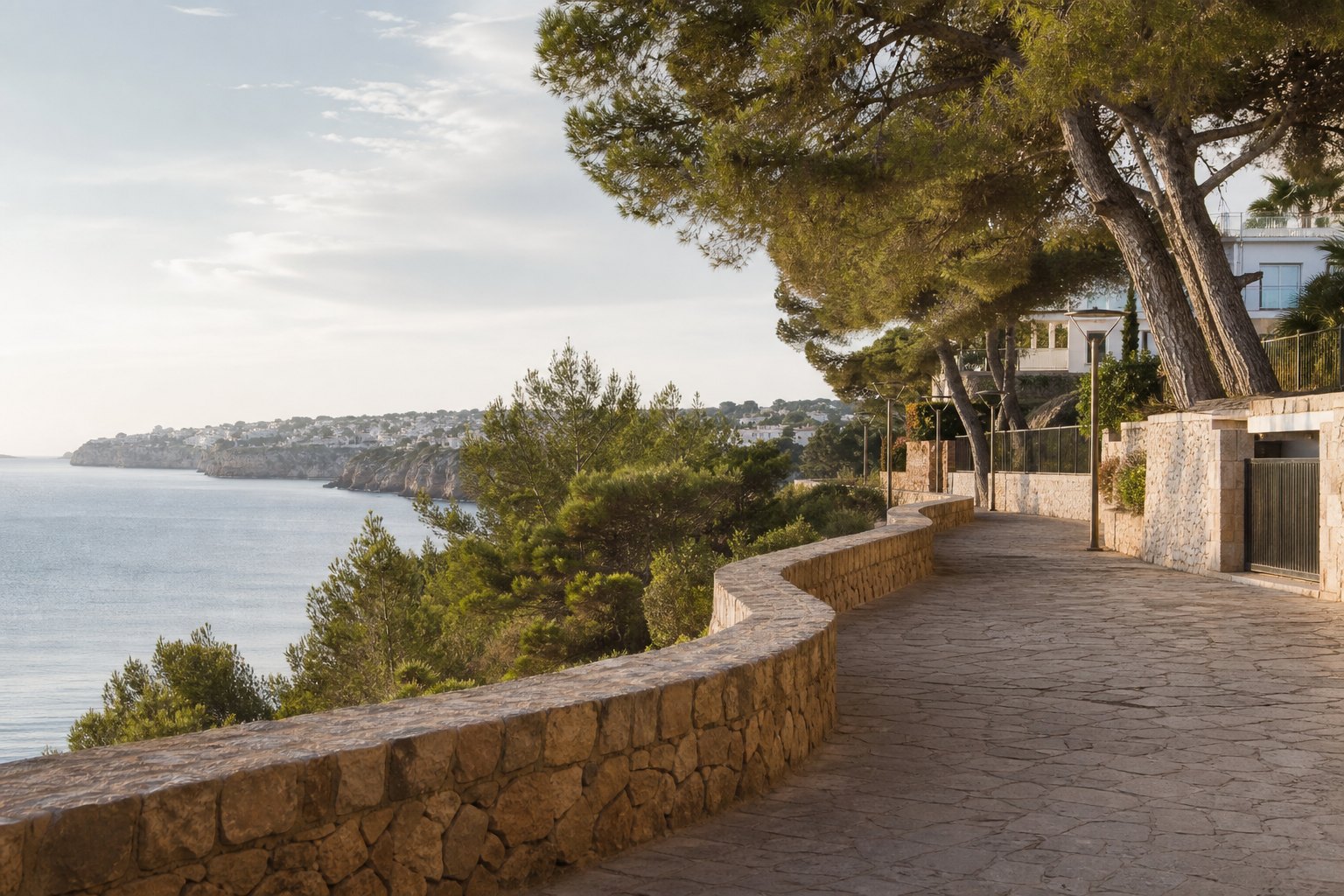 Paseo costero entre zonas residenciales del suroeste de Mallorca